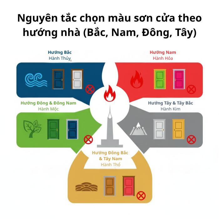 Phong thủy chọn màu sơn cửa gỗ