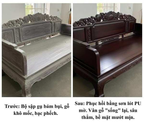 bộ sập ngụ trước và sau khi sơn